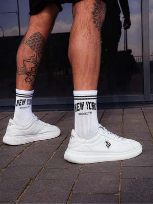 Herrensocken Go! Weiß mit Print