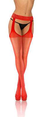 Sesto Senso Damen Strumpfhose Beatrice – Elegante Strippanty mit Spitzenabschluss, 15 DEN, Komfort ohne Druck, Poliamid-Elastan, Ideal für Valentinstag, Rot, Neu