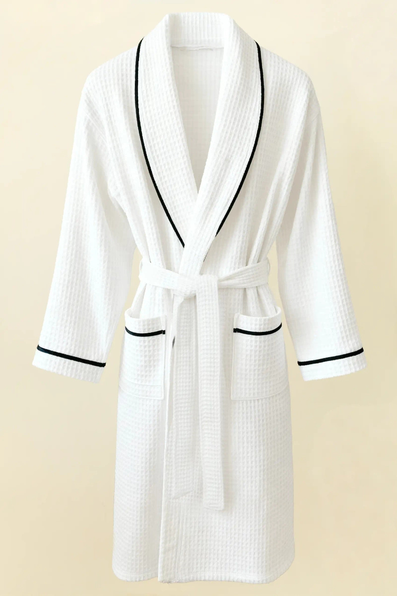 S BATHROBE WAFFLE WHITE WITH BIZA XXL