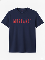 Mustang Herren T-Shirt 4222 – Bequeme Baumwolle, Atmungsaktiv, Regular Fit, Rundhals, OEKO-TEX Zertifiziert, Alltags- und Freizeitkleidung, Blau