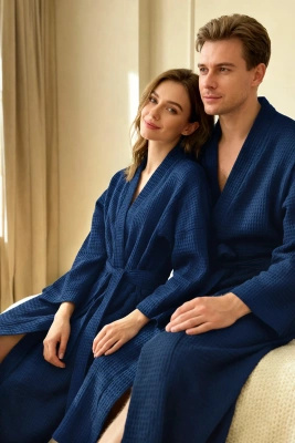 S BADEMANTEL WAFFEL NAVY BLAU XS