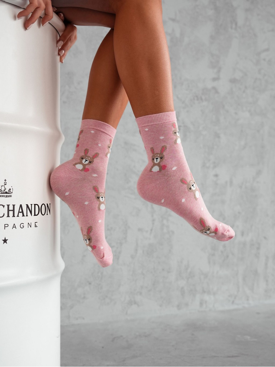 Damensocken Hasen und Punkte