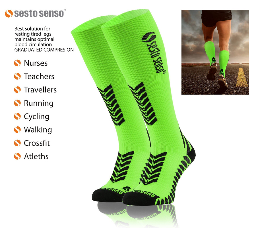 Șosete sport compresive lungi Verde