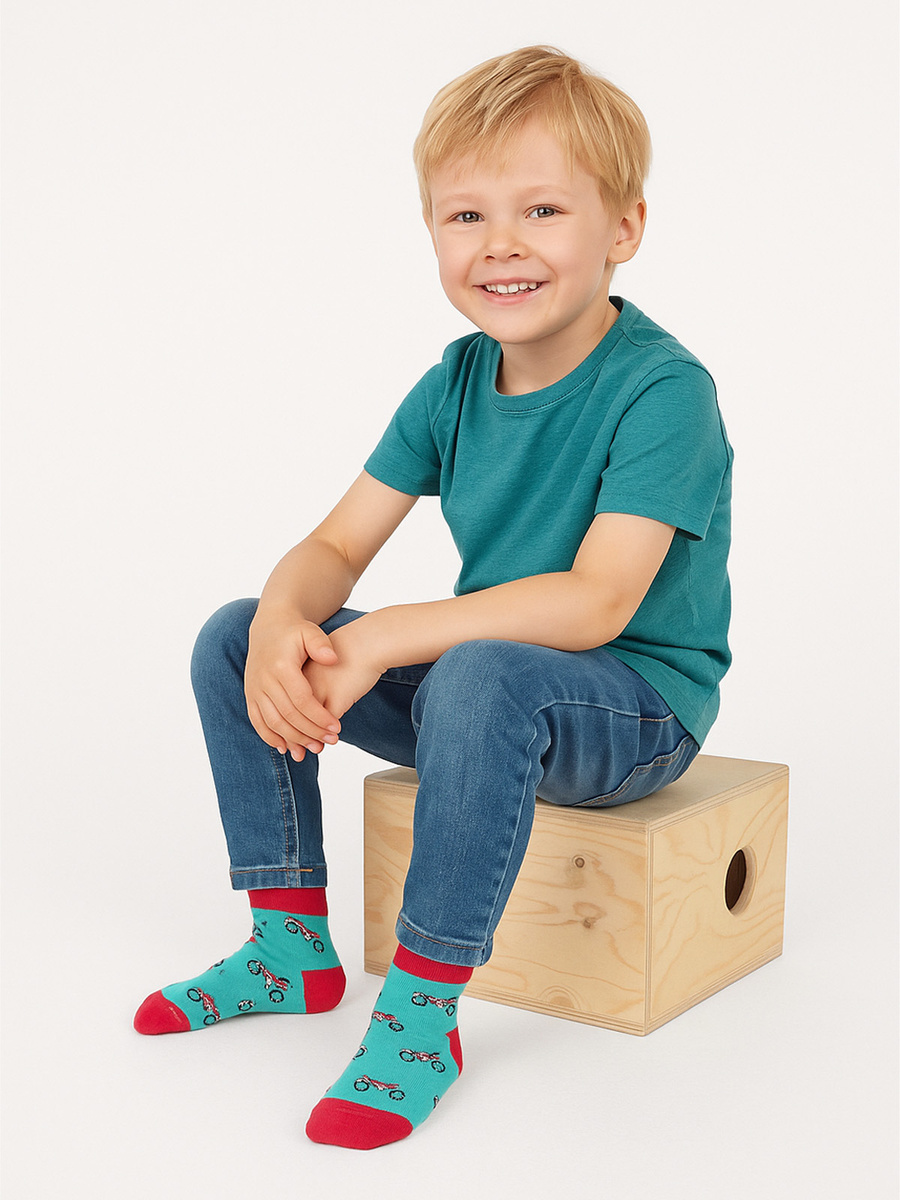 Socken Kinder Serie Motoren Grün