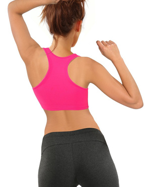 Sesto Senso Damen Seamless Sport-BH – Nahtloser Top, Doppelschicht, Atmungsaktiv, Schnelltrocknend, Elastisch, Für Fitness & Crossfit, Rosa, Poliamid-Elastan Mix