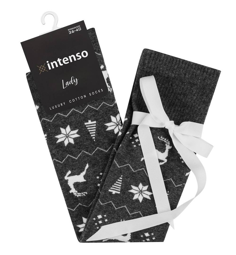 Damen Weihnachten Cotton Socken mit Schleife Intenso