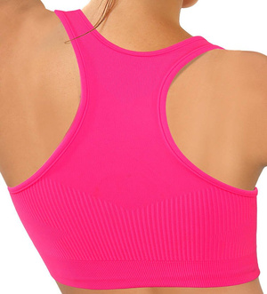Sesto Senso Damen Seamless Sport-BH – Nahtloser Top, Doppelschicht, Atmungsaktiv, Schnelltrocknend, Elastisch, Für Fitness & Crossfit, Rosa, Poliamid-Elastan Mix