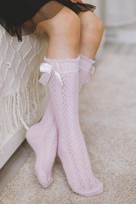 Podkolanówki dziecięce ażurowe z kokardą Milena