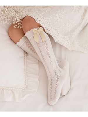 Podkolanówki dziecięce ażurowe z kokardą Milena