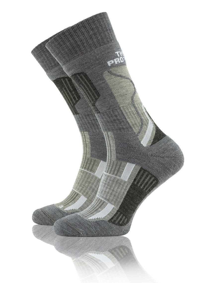 Wollsocken Trekking Winter Grau Mehrfarbig