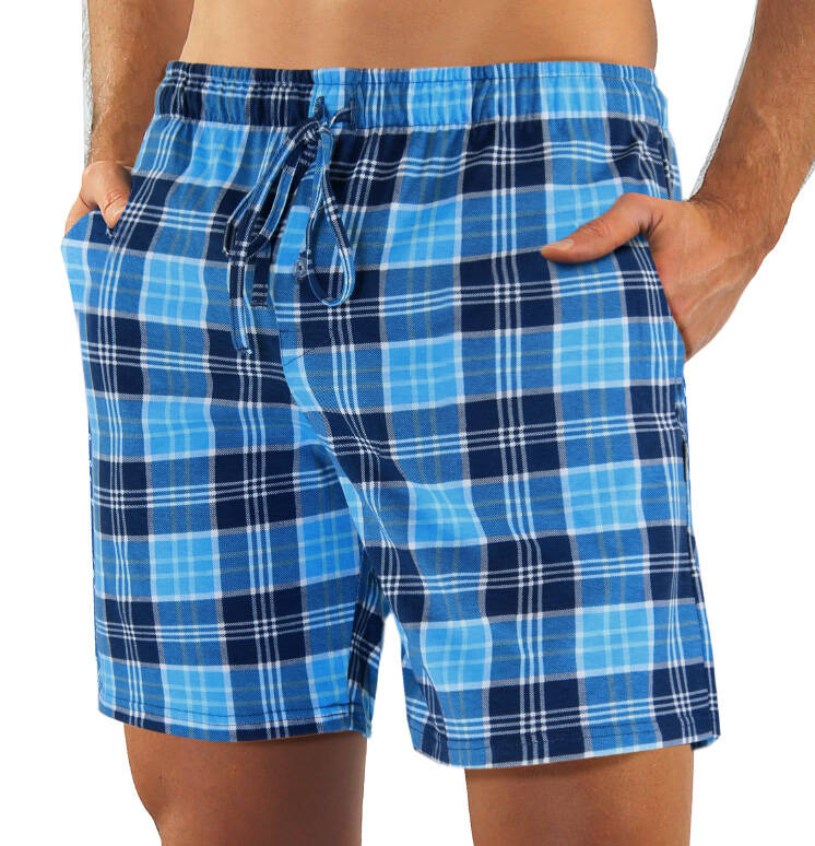 Schlafanzug Herren Kurzarm Kurze Hose Blau