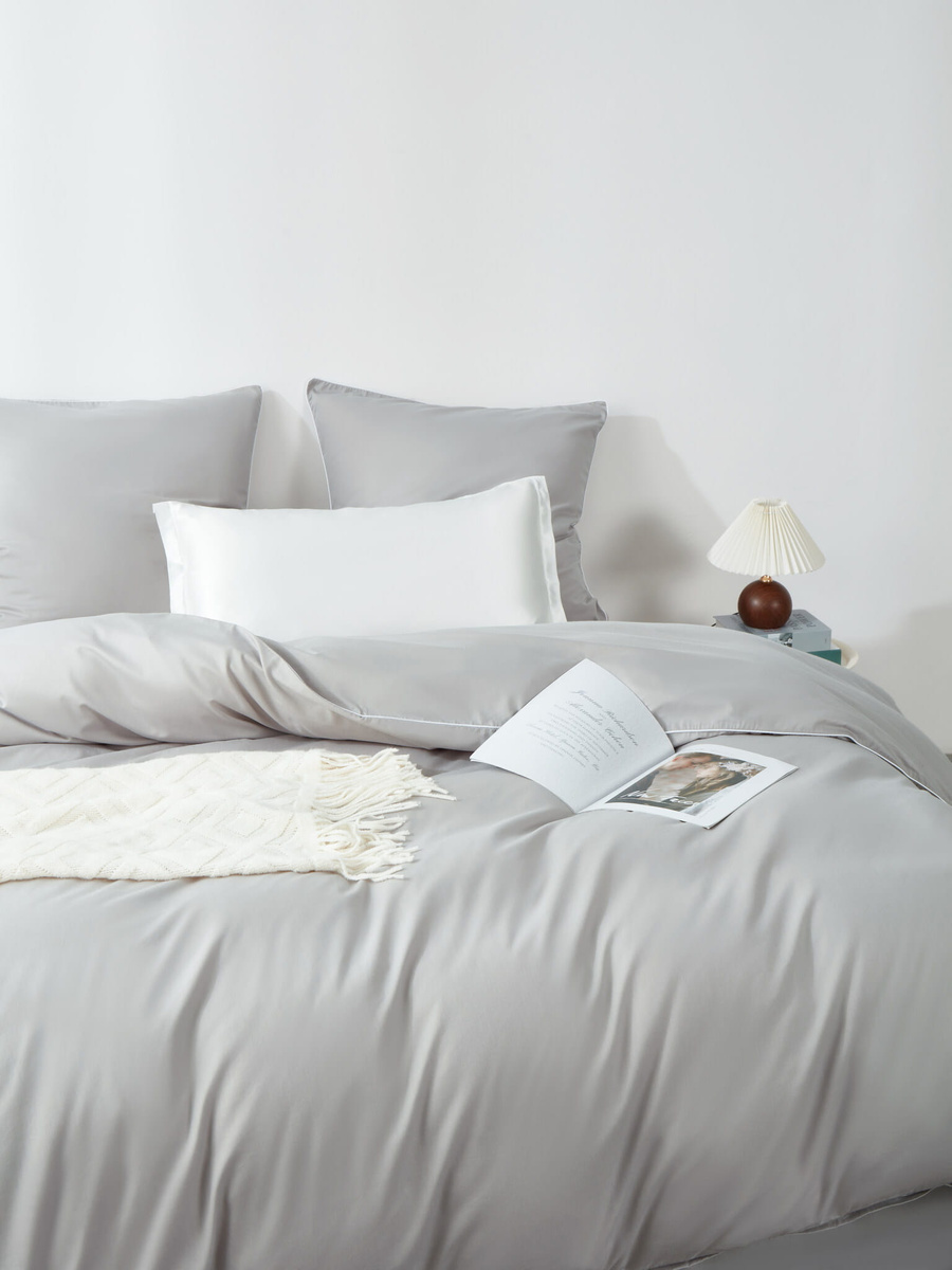 Bettwäsche Satin Queen Premium Grau