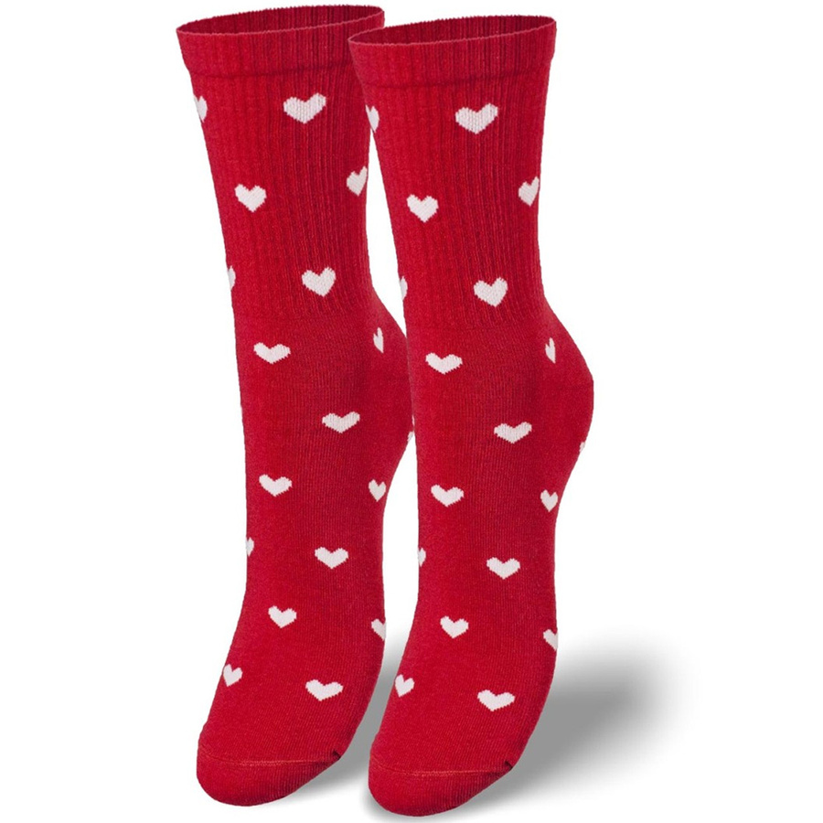 Damen Socken Wzorzyste 200 Rot mit Herzen