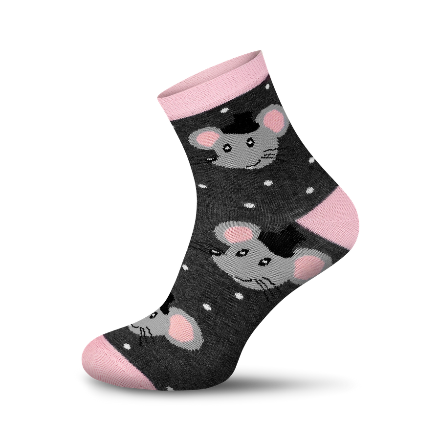 Damen Socken Serie Mause Grau