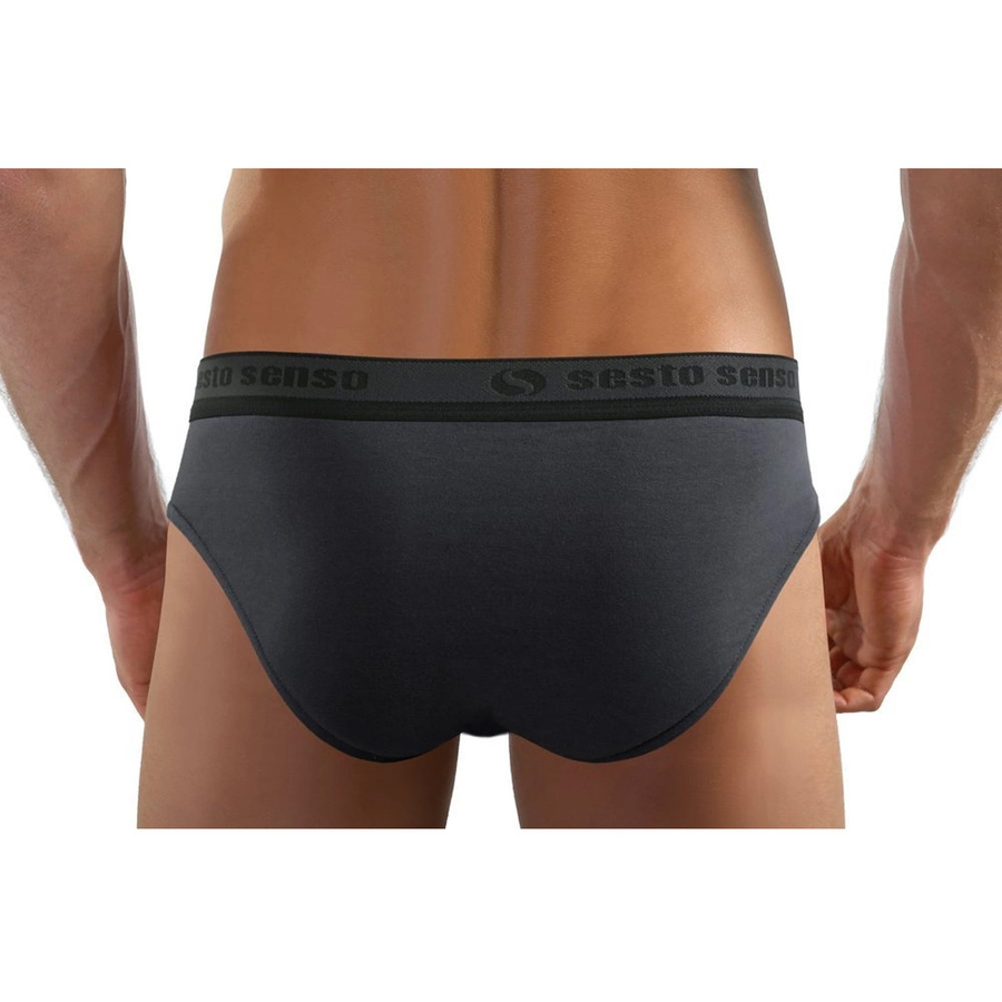 Sesto Senso Herren Slips Wild Cat – Bequeme Sportliche Unterwäsche, Baumwolle & Elastan, Anatomic Fit, Graue Farbe, Für Aktive Männer, Hergestellt in Polen