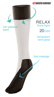 Sesto Senso Damen Podkolanówki – Massierende Sohle, 20 Den, Poliamid-Elastan Mix, Nicht-Drückend, Unterstützt Durchblutung, Elegant Halbtransparent, 3er Pack, Schwarz