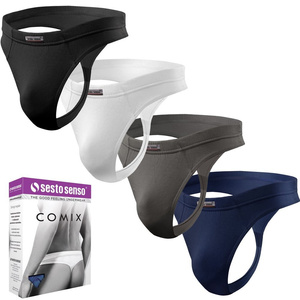 Sesto Senso Herren String Set – Bequeme Micromodal Unterwäsche, Sportlicher Stil, 4er Pack, Grau/Schwarz/Blau/Weiß, Elastische Passform, Flache Nähte, Hergestellt in Polen