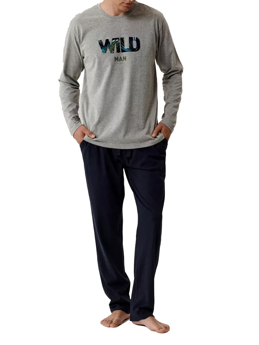 Herren-Pyjama Serie nmp-392 Grün/Grau/Marineblau