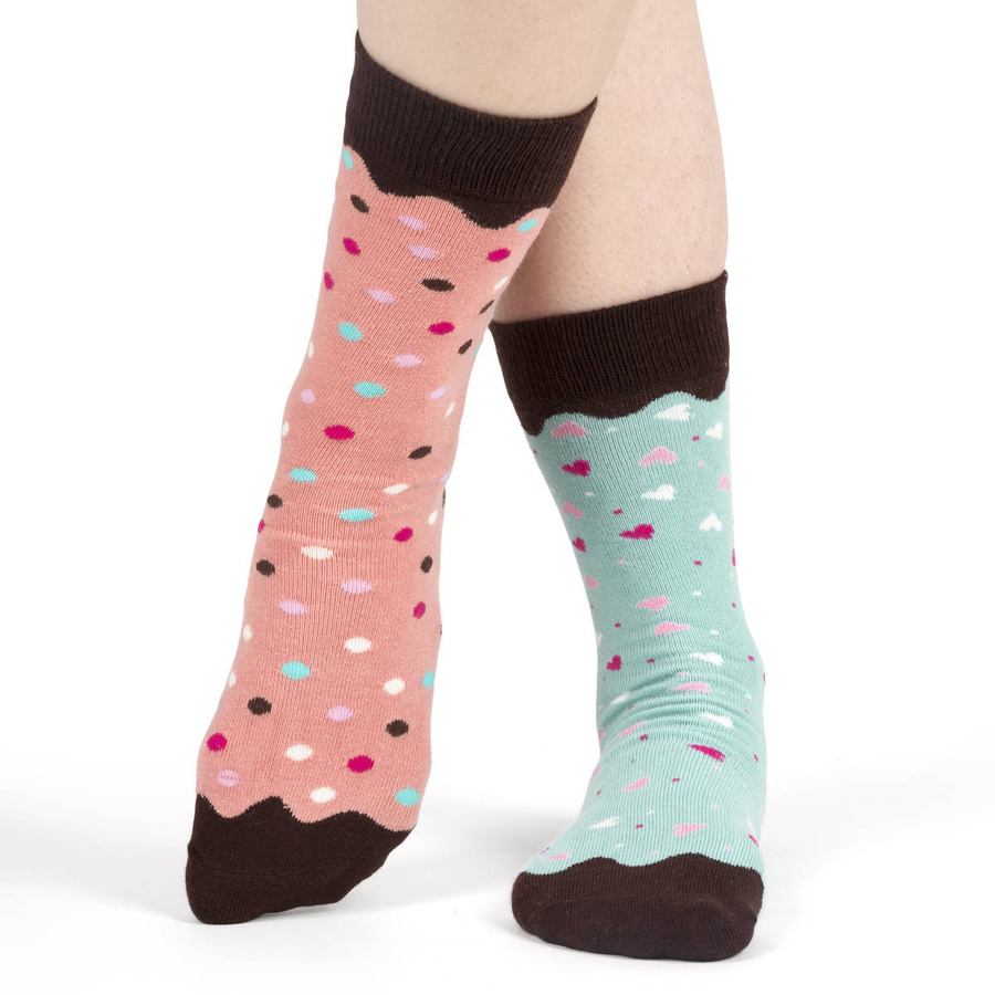 Set mit 2x langen Socken für Frauen SOXO Donuts in einer bunten Schachtel, perfekt als Geschenk