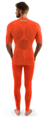 Sesto Senso Herren Thermoaktive Sportbekleidung – Atmungsaktives Set aus Poliamid, Schnelltrocknend, Nahtlos, Für Winteraktivitäten, Inklusive Kurzarmshirt und Lange Hose, Orange
