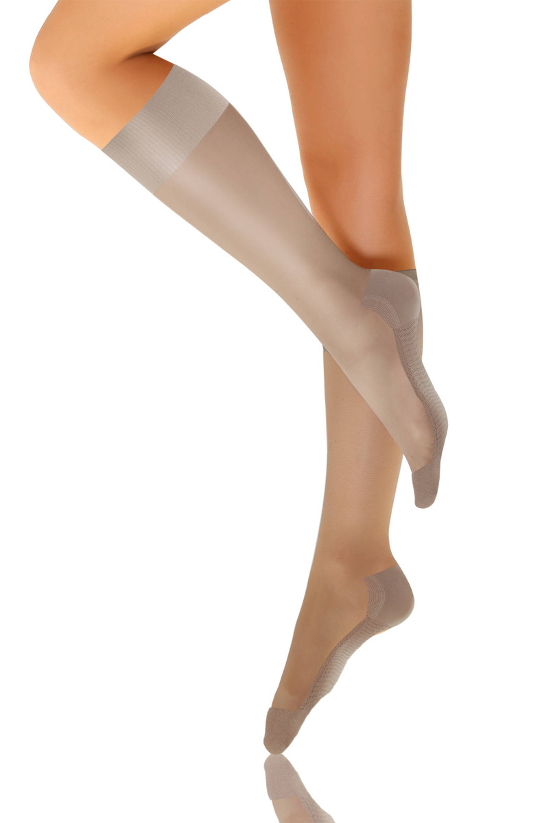 Sesto Senso Damen Podkolanówki – Massierende Sohle, 20 Den, Poliamid-Elastan Mix, Nicht-Drückend, Unterstützt Durchblutung, Elegant Halbtransparent, 3er Pack, Schwarz