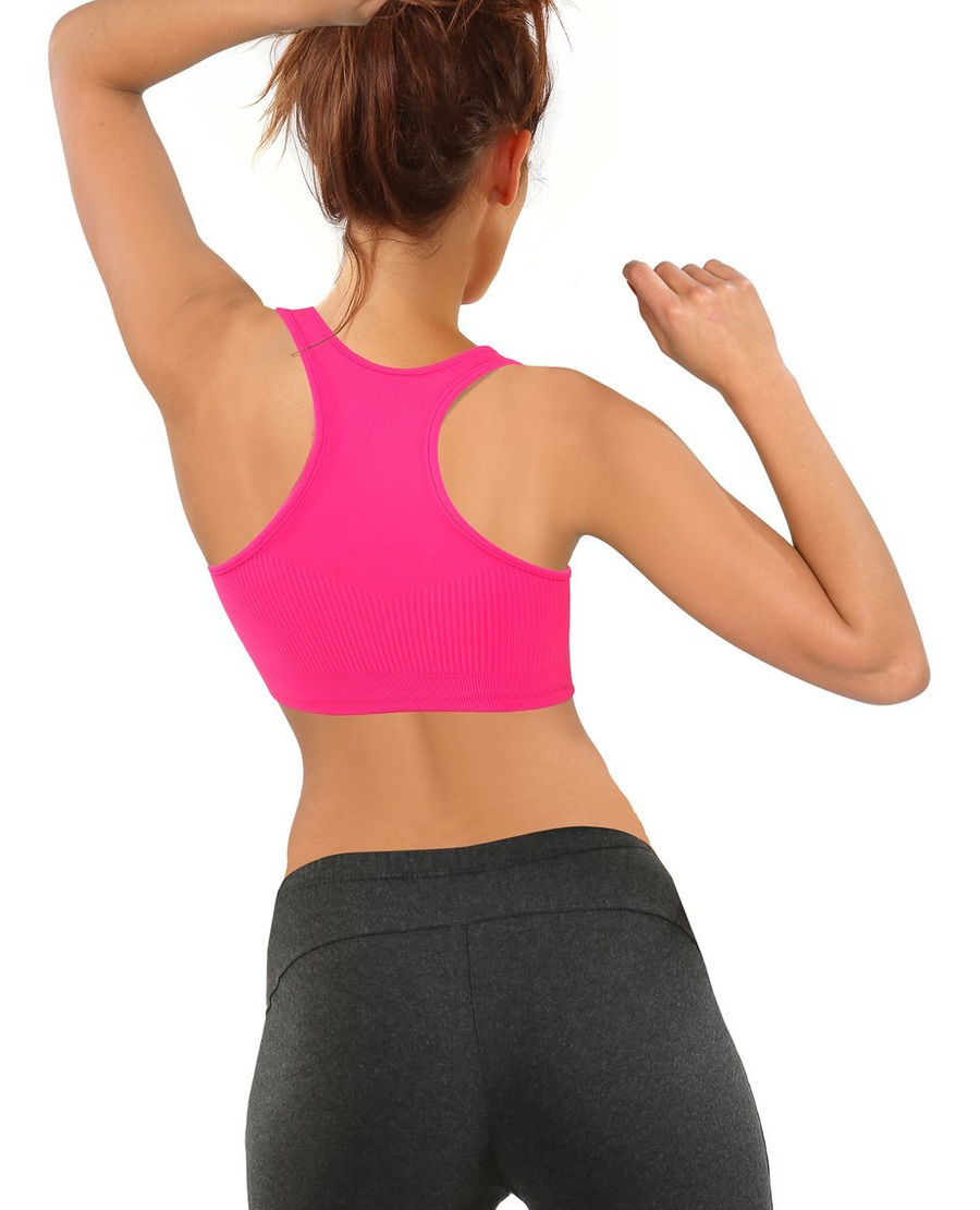 Sesto Senso Damen Seamless Sport-BH – Nahtloser Top, Doppelschicht, Atmungsaktiv, Schnelltrocknend, Elastisch, Für Fitness & Crossfit, Rosa, Poliamid-Elastan Mix