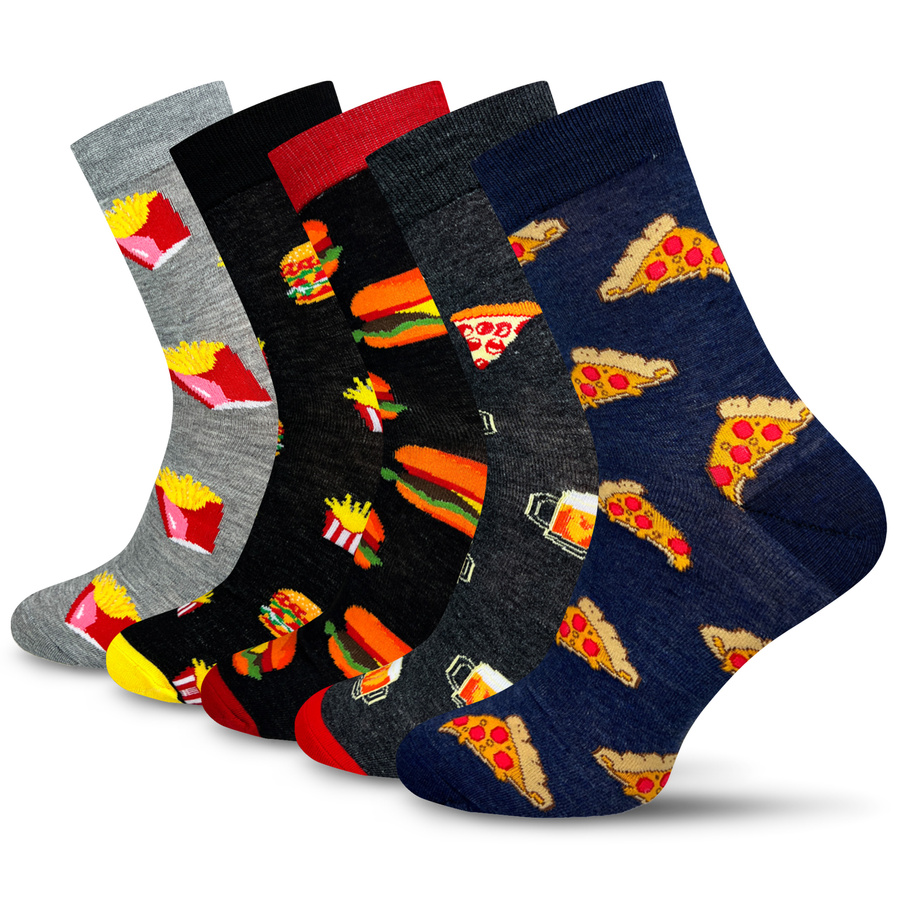 5X Bunte Fast Food Socken für Männer
