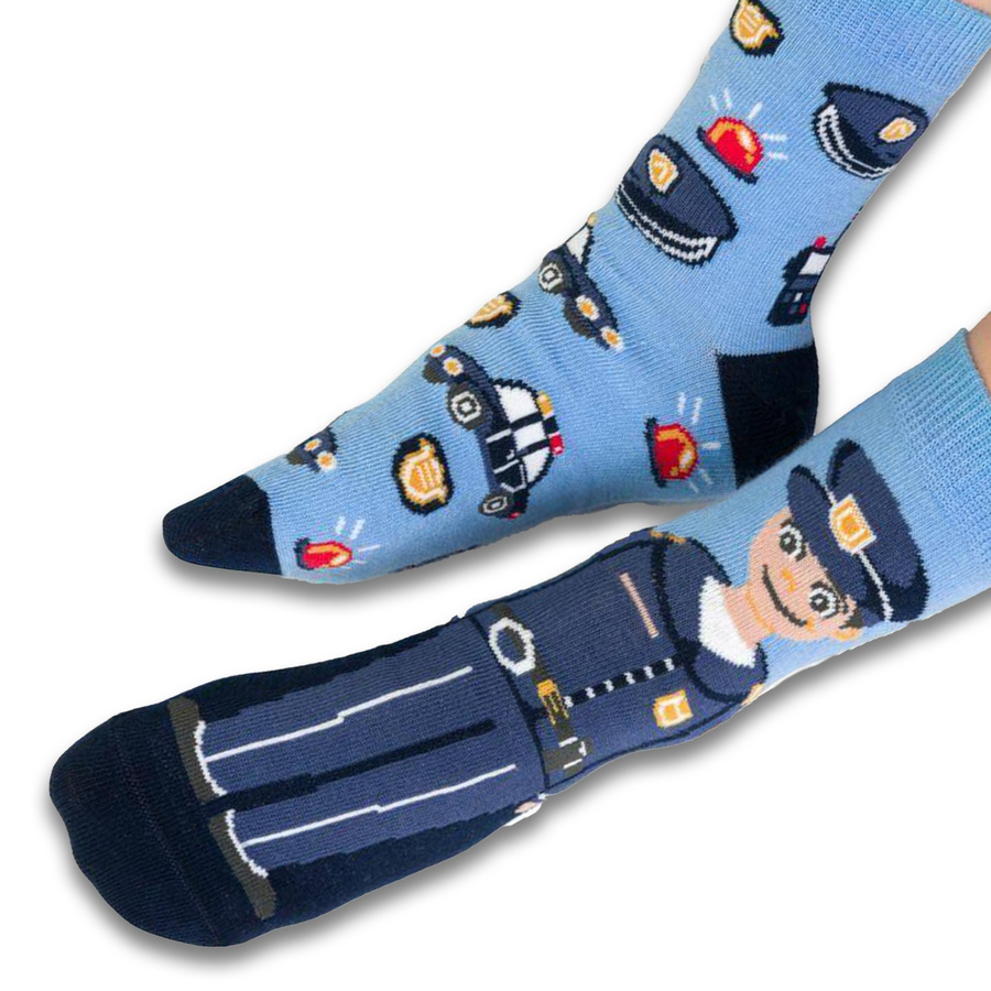 Kindersocken mit Polizistenmotiv. 138 KP328 blau