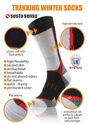 Sesto Senso Trekking Winter Skisocken Set – Warme, Antibakterielle Socken mit Silberionen, Thermoline Technologie, 3er Pack, Mehrfarbig, Damen und Herren, Ideal für Outdoor-Aktivitäten, Atmungsaktiv, Verhindert Blasenbildung