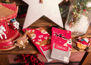 Kolorowe skarpety męskie AVANGARD Milena Renifer w okularach