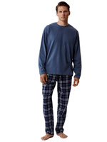 Herrenpyjama Serie nmp-393 Grau/Marineblau