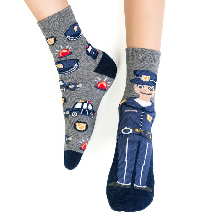 Socken für Jungen mit Polizistenmotiv. 014 CE382 melange grau