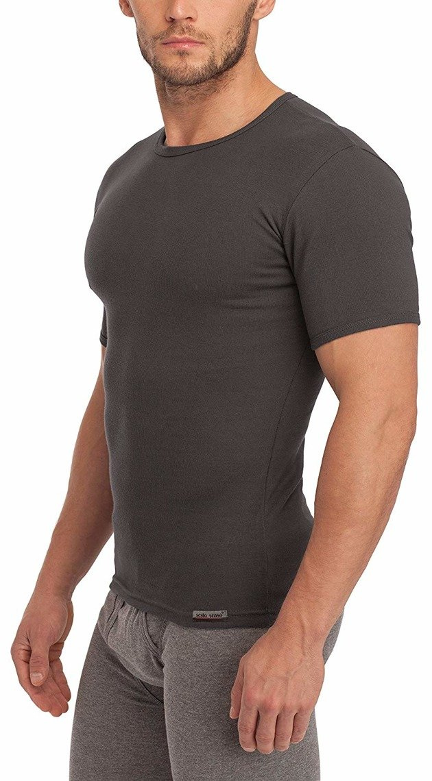 Sesto Senso Herren T-Shirt Art. 112 – Klassisches Baumwollshirt, Weich & Atmungsaktiv, Kurzer Ärmel, Perfekte Passform, Alltag & Freizeit, Grau, 100% Baumwolle