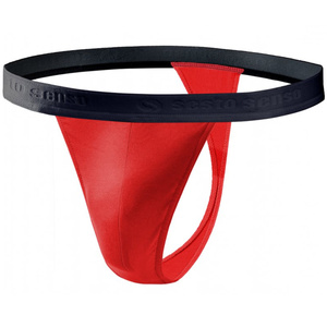 Sesto Senso Herren String Tanga Set – Bequeme Baumwollunterwäsche mit Elastan, Anatomic Fit, Flache Nähte, Rot/Weiß/Blau, 3er Pack – Ideal für Alltag und Geschenkideen