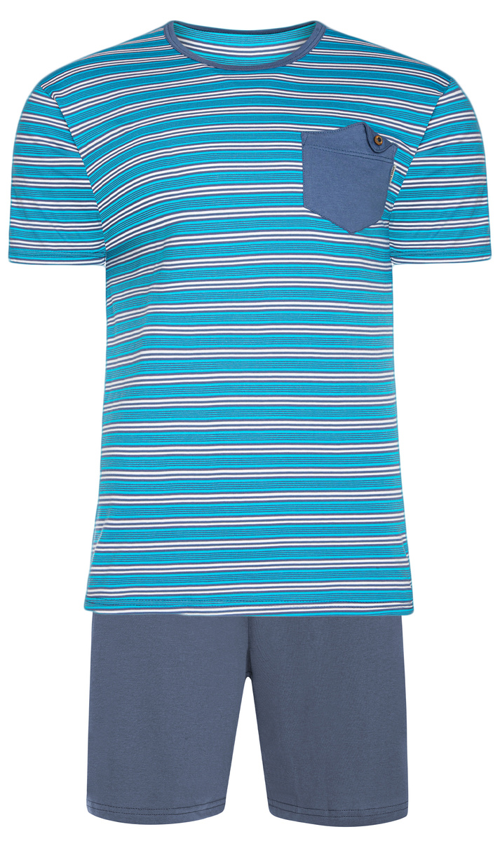Herren Schlafanzug Kurzarm Blau