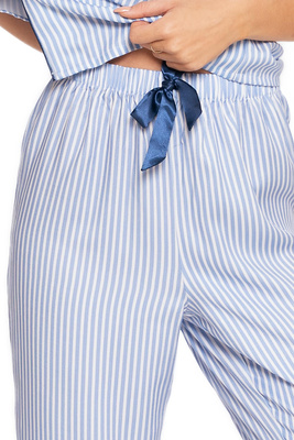 Gestreifter Pyjama aus Viskose mit kurzen Ärmeln für Damen