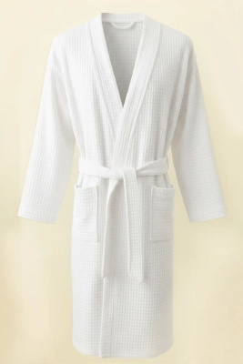 Bathrobe WAFEL White/Kimono Collar