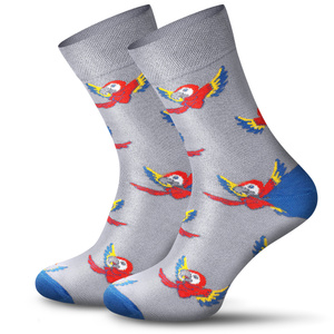Socken Funny Papagei bunt, grau