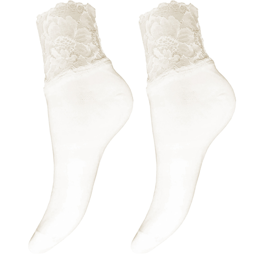 Damensocken mit breiter Spitze, Farbe Schwarz, Größe 37-41