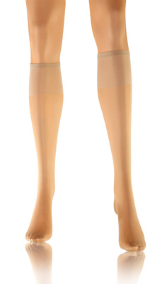 Sesto Senso Damen Podkolanówki Iris – Halbmatte, Transparente Kniestrümpfe mit Barfuß-Effekt, Bequem und Elastisch, Ideal für Elegante Looks, Farbe Vision/Beige, Poliamid-Elastan Mix, Made in Polen