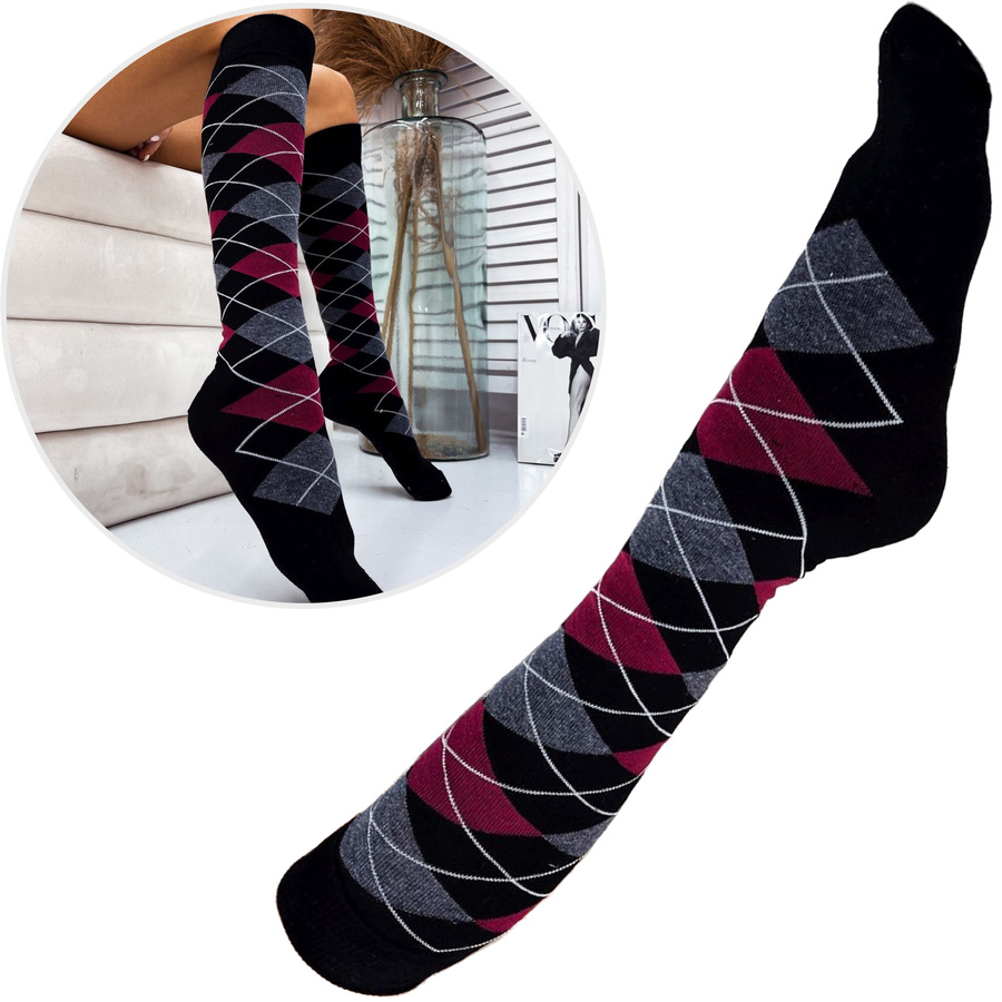 Damen-Kniestrümpfe in Karo 248