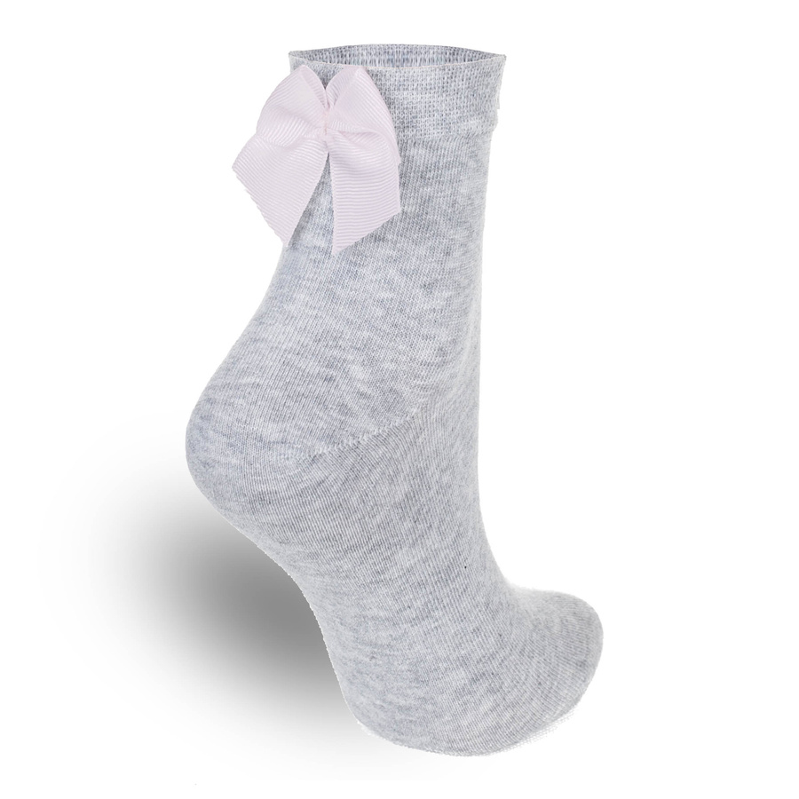 Socken mit Ripsband Schleife Grau Melange 4
