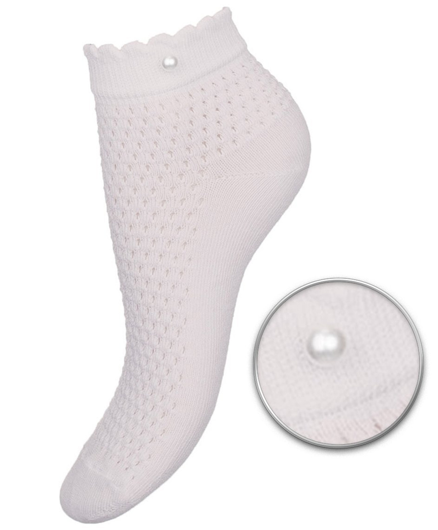 SKARPETY DAMSKIE AŻUROWE Z PEREŁKĄ MILENA RÓŻOWY