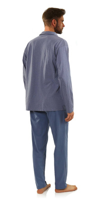 Bawełniana rozpinana piżama męska z długim rękawem Sesto Sesto w kotwiczki