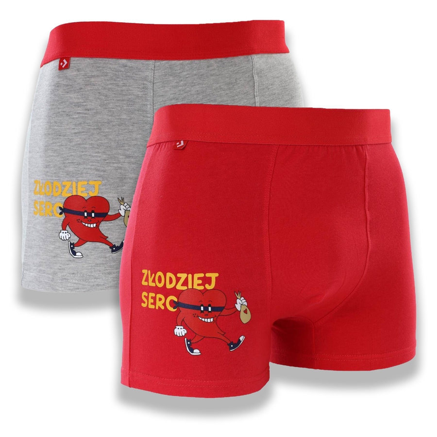 Boxershorts Valentinsserie grau, rot