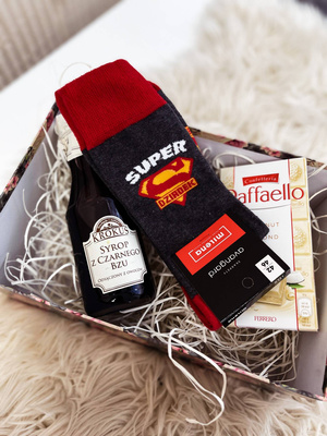 Socken Serie Opa und Oma Dunkelmelange 2, rot, grau, schwarz