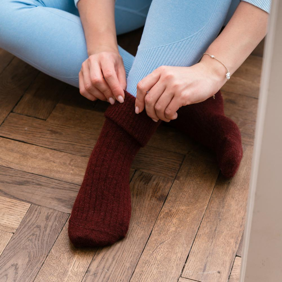 Skarpetki 50% z wełny alpaki art. 044 PR007 jasno różowe