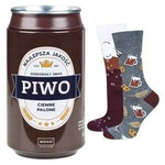 SOXO GOOD STUFF Herrensocken bunt lustig dunkel verbranntes Bier in einer Dose