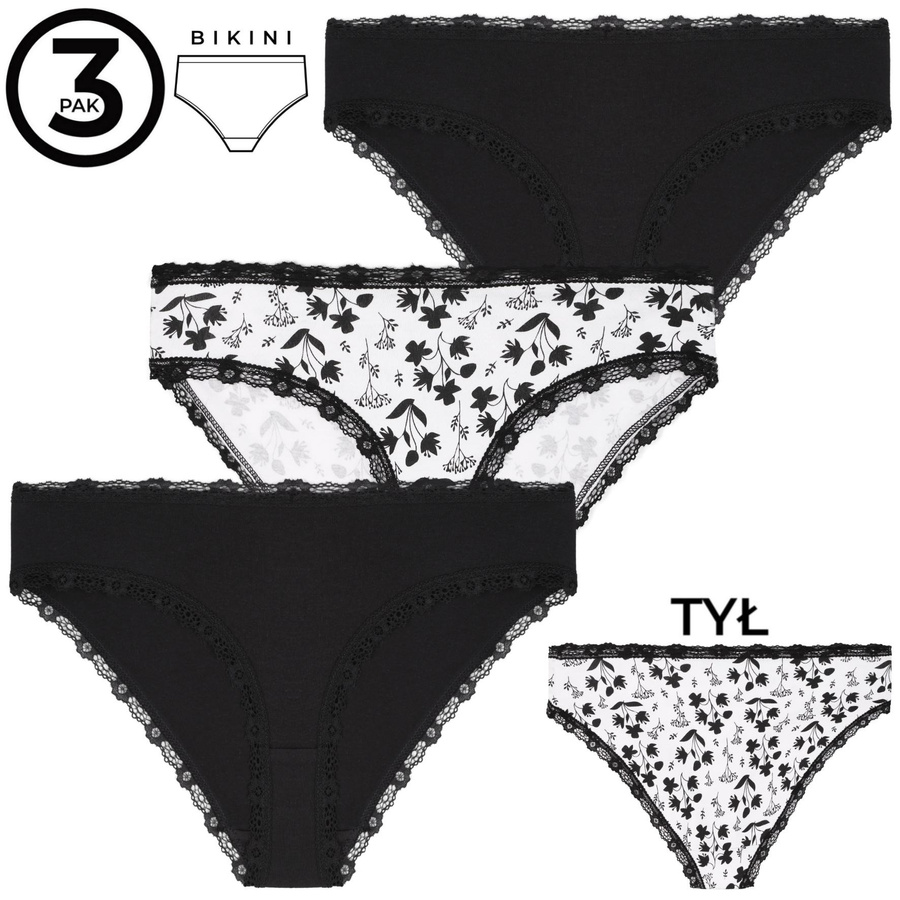 Figi damskie bikini z koronk? S-XL 4x3-pak