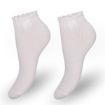 Durchbrochene Damensocken mit Schleife, Farbe Weiß 1, Größe 37-41